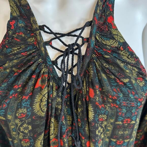 Sea Gypsies Floral Lace Up Cold Shoulder Top SZ L $69 - Picture 10 of 11